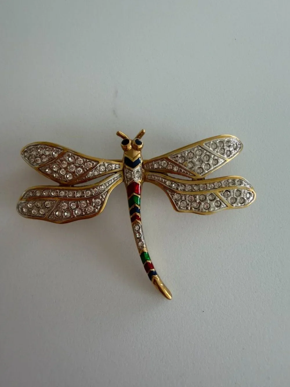 CAROLEE Gold Tone Rhinestone Dragonfly Brooch Pin